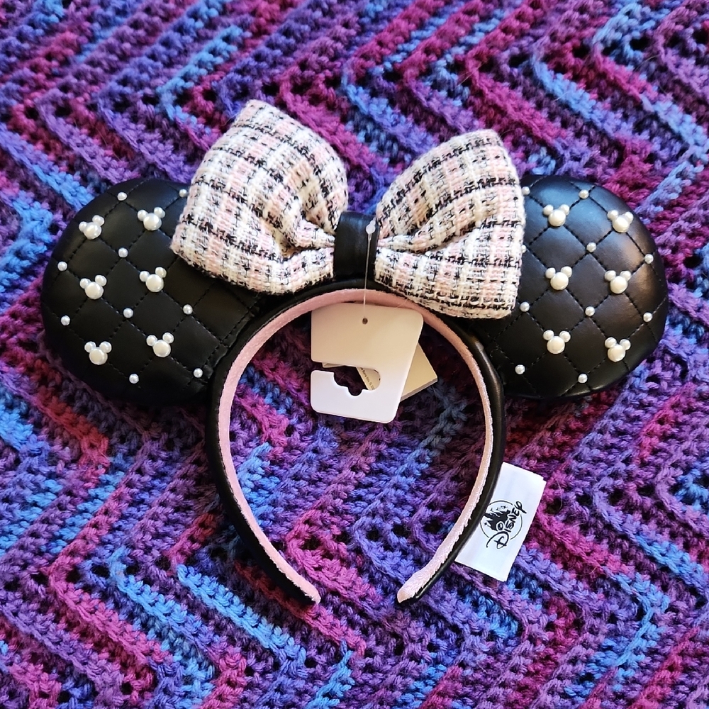 Disney Black Quilted Minnie Mouse Ears Headband